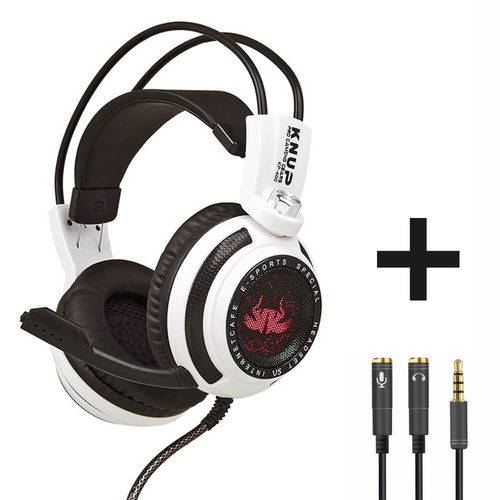 Headset Gamer com Microfone e Leds Knup Kp-400 com Adaptador P3 X P2