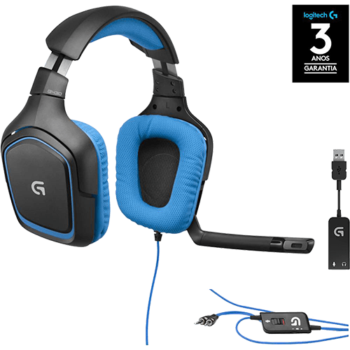 Headset Gamer G430 Surround Sound 7.1 Gamer com Som DTS para PC e PS4 - Logitech G
