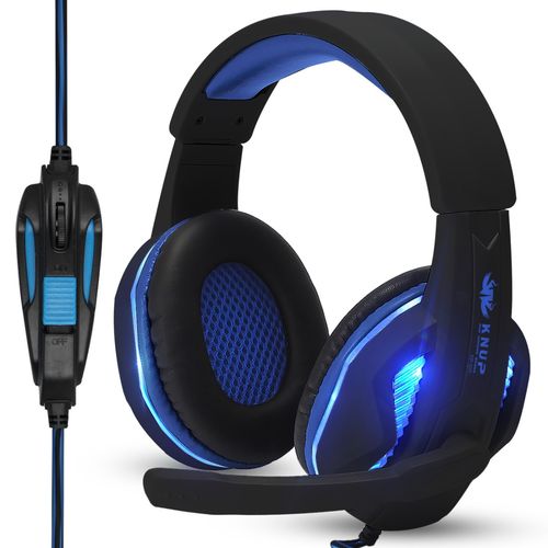 Headset Gamer KP-396 Pc Fone Ouvido + Adaptador Ps4 Celular Azul
