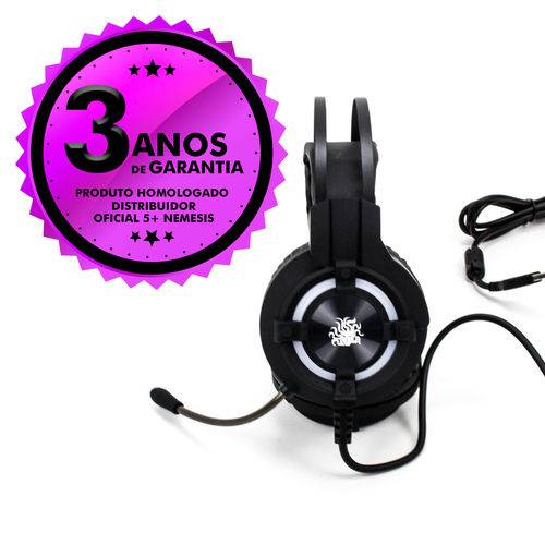 Headset Gamer Profissional 7.1 Surround USB 5+ Nemesis Black Series LED 015-0058