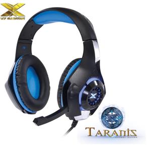 Headset Gamer Taranis Vx Preto e Azul com Led Usb+P2 com Microfone Rotativo Vinik