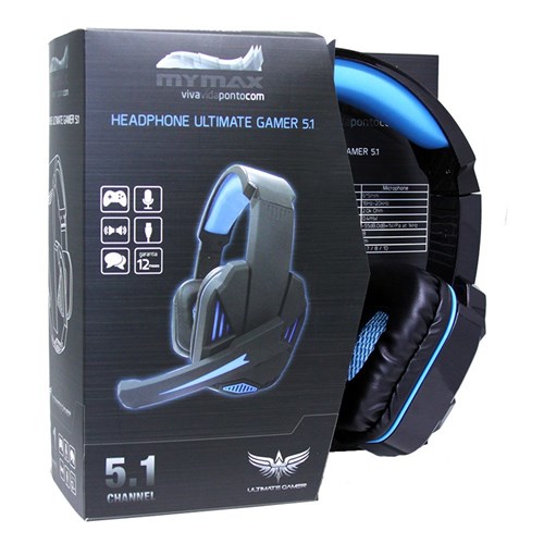 Headset Gamer Ultimate Usb Cabo 2.25M em Nylon – Preto/azul