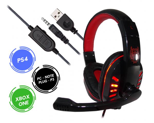 Headset Gamer Xbox One Ps4 Som do Jogo e Chat Plug P3 Exbom HF-G310P4