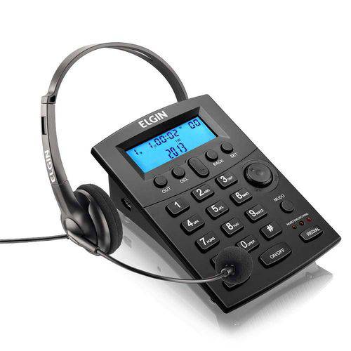 Headset Hst-8000 Elgin Conjunto Telefonista com Base Discadora