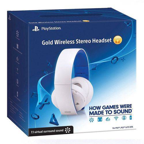 Headset para Jogos Sony Ps3, Ps4 Wireless Gold - Branco