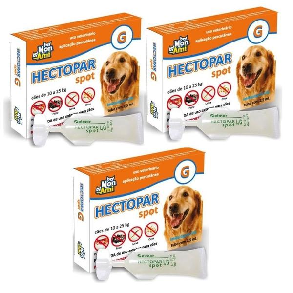 Hectopar G Antipulga para Cão de 10 a 25 Kg Kit com 3