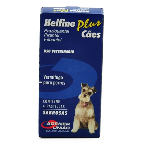 Helfine Plus para Cães Helfine Plus Vermífugo para Cães com 4 Comprimidos Palatáveis