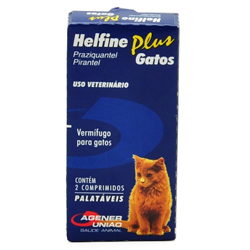 Helfine Plus para Gatos Helfine Plus Vermífugo para Gatos com 2 Comprimidos Palatáveis