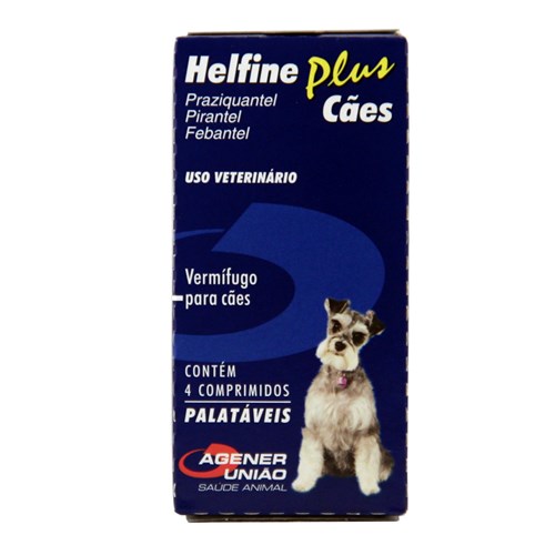 Helfine Plus Vermífugo Cães 10kg 4 Comprimidos Agener União