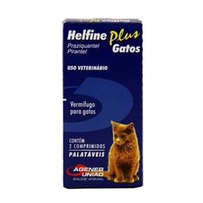 Helfine Plus Vermífugo Gatos 2 Comprimidos - Agener União