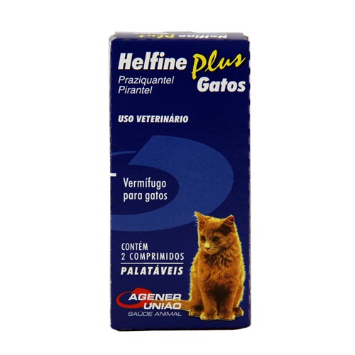 Helfine Plus Vermífugo Gatos 2 Comprimidos Agener União