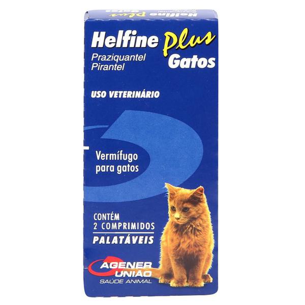 Helfine Plus Vermífugo P/ Gatos Agener com 2 Comprimidos