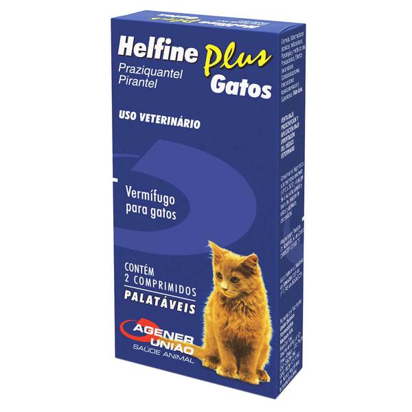 Helfine Plus Vermífugo para Gatos Agener 2 Comprimidos - Agener União