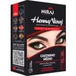 Henna Sobrancelha Castanho Medio 3,5g E Fixador 20ml Niraj