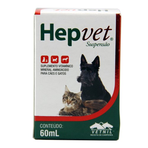 Hepvet Suspensão 60ml Vetnil Suplemento Cães e Gatos