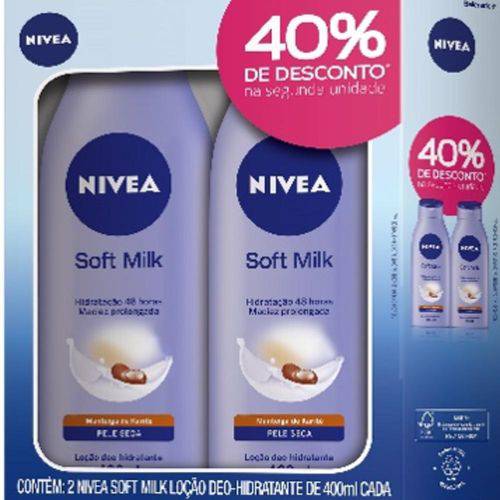 Tudo sobre 'Hid Nivea Soft Milk 400ml C/2 C/40% Desc'
