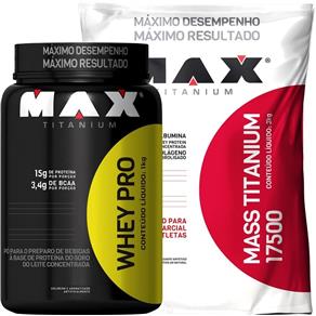 Hipercalórico 3 Kg Max + Whey Protein 1kg - Max Titanium - Baunilha - 1 Kg