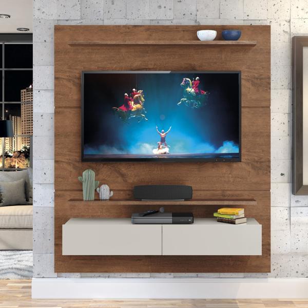 Home Suspenso Zanzini Fabuloso para Tv Até 60Pol Natural/ Off White - Zanzini Móveis