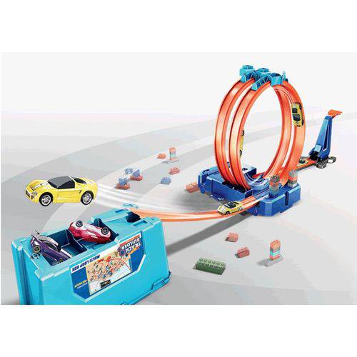 Tudo sobre 'Hot Wheels Balde Completo Track Builder Multi Loop Mattel FLK89'