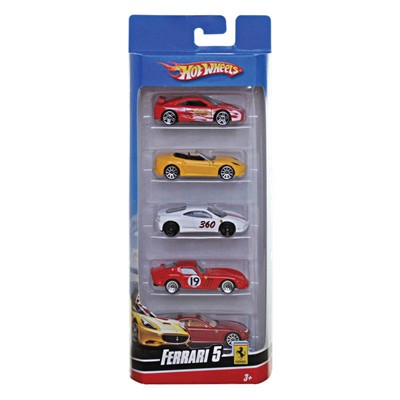 Hot Wheels Pacote 5 Carros Ferrari 5 - Mattel - Hot Wheels