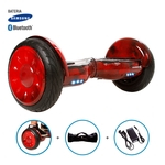 Hoverboard 10" Red Fire Hoverboard Bateria Samsung Bluetooth Smart Balance Com Bolsa