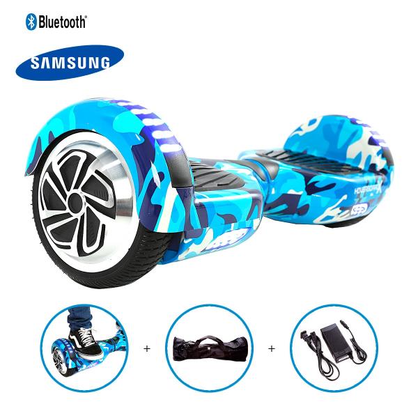 Hoverboard 6,5" Azul Militar Hoverboardx Bateria Samsung Bluetooth Smart Balance com Bolsa