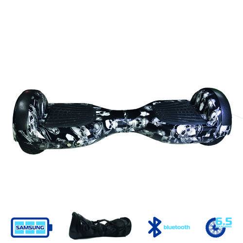 Hoverboard 6,5 Black Skull Mymax Bluetooth Led Frontal com Mochila Bateria Samsung