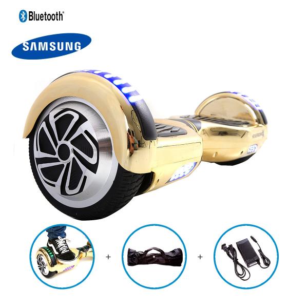 Hoverboard 6,5" Dourado Cromado Hoverboardx Bateria Samsung Bluetooth Smart Balance com Bolsa
