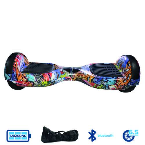 Hoverboard 6,5 Graffiti Mymax Bluetooth Led Frontal com Mochila Bateria Samsung