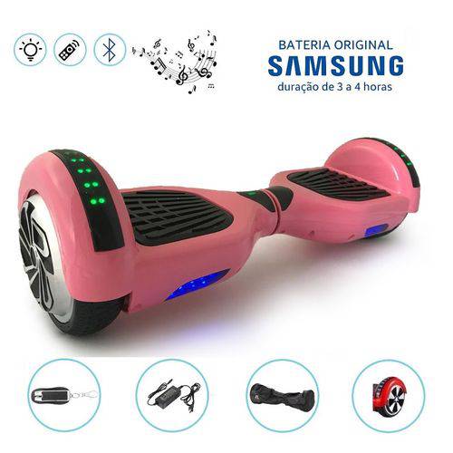 Hoverboard 6.5" Rosa Leds Bluetooth com Controle - Bateria Samsung