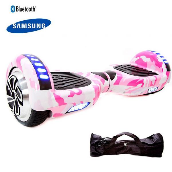 Hoverboard 6,5" Rosa Camuflado HoverboardX Bateria Samsung Bluetooth Smart Balance com Bolsa