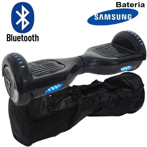 Hoverboard Skate Elétrico 2 Rodas 6,5 Polegadas Bluetooth Bateria Samsung Preto Original Bolsa Led