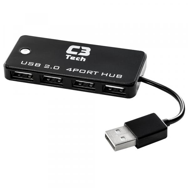Hub 4 Portas USB 2.0 Preto HU-201 BK C3 Tech - C3 Tech
