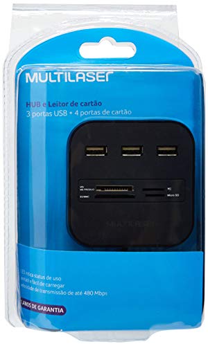 Hub Multilaser Usb 3 Portas + Leitor de Cartão Universal 2.0 - AC121