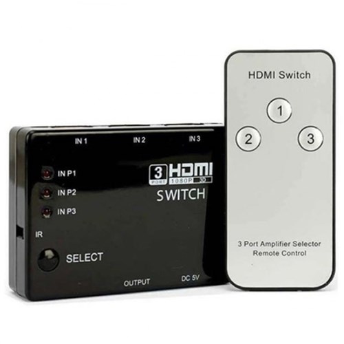 Hub Switch Hdmi 3 Portas com Controle Remoto