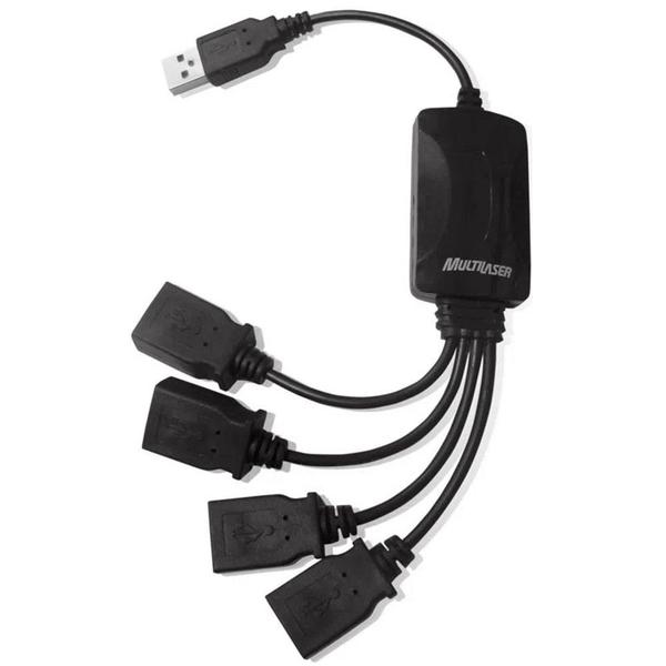 Hub USB 2.0 - 4 Portas - Flexível - Multilaser - Preto - AC042