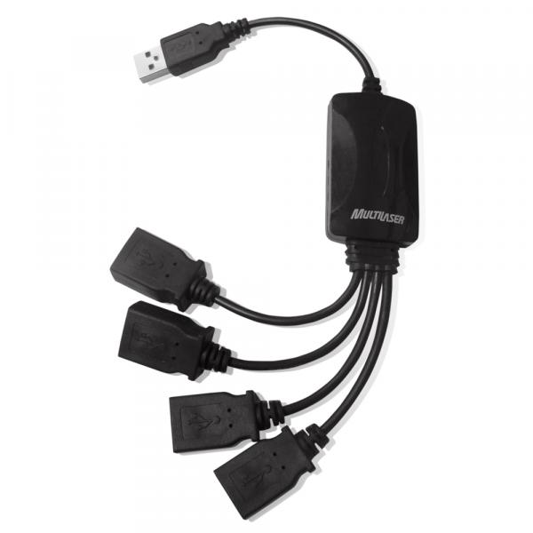 Hub USB 2.0 4 Portas Flexível Preto AC042 - Multilaser