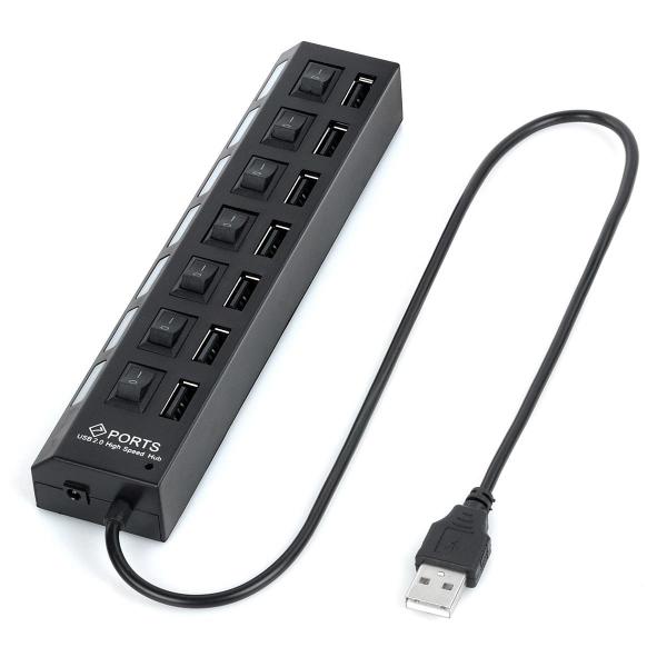 Hub USB 2.0 7 Portas C/ Interruptor Preto - Eletro Voo