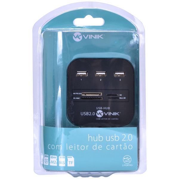 Hub Usb 2.0 com Leitor de Cartão Sd, Micro Sd, Ms, M2 e Tf - Vinik