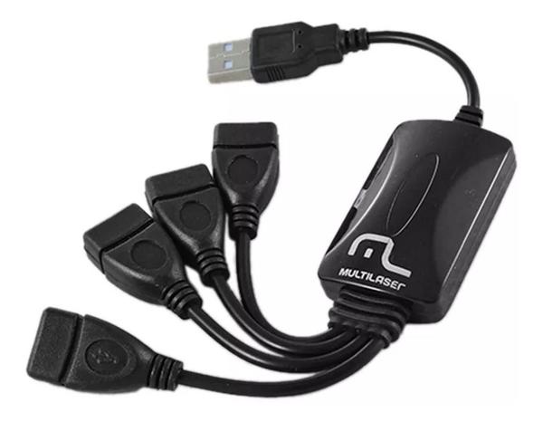 Hub USB 4 Portas Multilaser Flexível 2.0 Preto - AC042