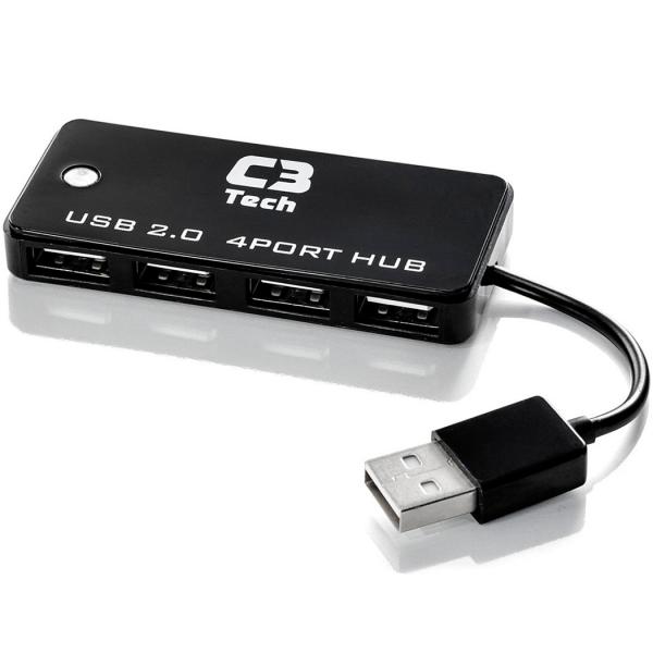 HUB USB com 4 Portas HU-201 Preto - C3 Tech