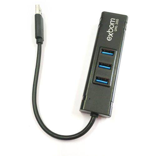 Hub 3 Portas USB 3.0 com Adaptador Rede LAN Ethernet Rj45