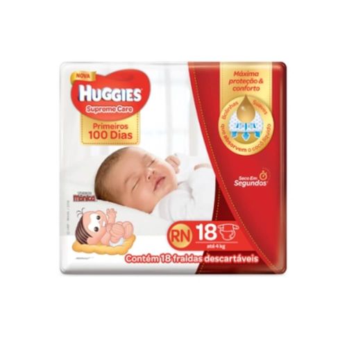Huggies Supreme Care Fralda Infantil Primeiros 100 Dias Rn C/18