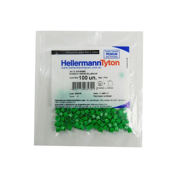 Identificador para Cabos HellermannTyton 5 Números 100 Unidades Verde - Hellermanntyton Ltda