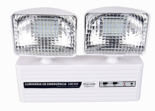 Iluminação Emergência LED 2 Faróis 350 Lumens com Bateria Selada-SEGURIMAX-23740