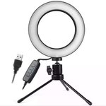 Iluminador Ring Light 16Cm Usb Led Misto 3500K 5500K + Tripe