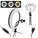 Iluminador Ring Light 26cm Usb Led Misto 3500k 5500k + Trip