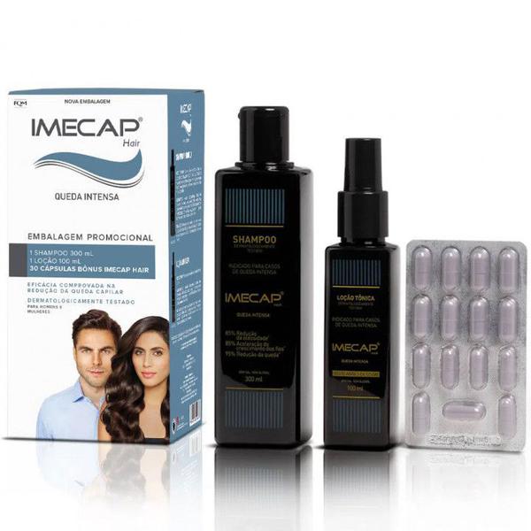 Imecap Hair Queda Intensa (shampoo de 300ml+ Loção 100ml+ 30 Capsulas)