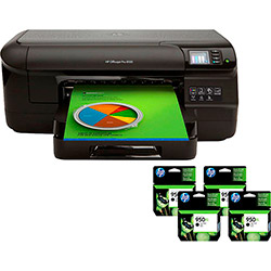 Impressora HP Officejet Pro 8100 EPrinter Wi-Fi + 4 Cartuchos de Tinta Preto HP Officejet 950XL