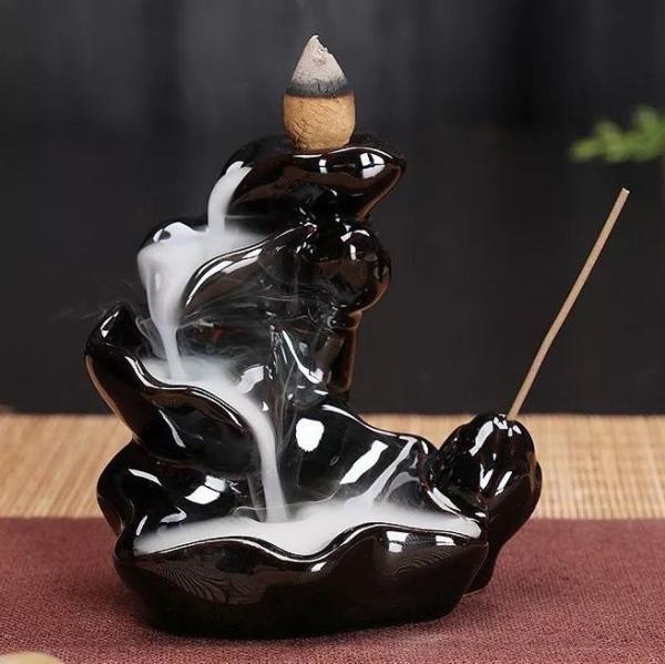 Incensário Flor de Lótus Cascata de Fumaça - Relaxar e Meditar